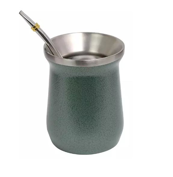 Mate Térmico Doble Pared Metálico de Acero Inoxidable - con Bombilla